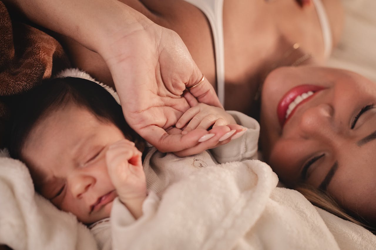 Mother holding baby